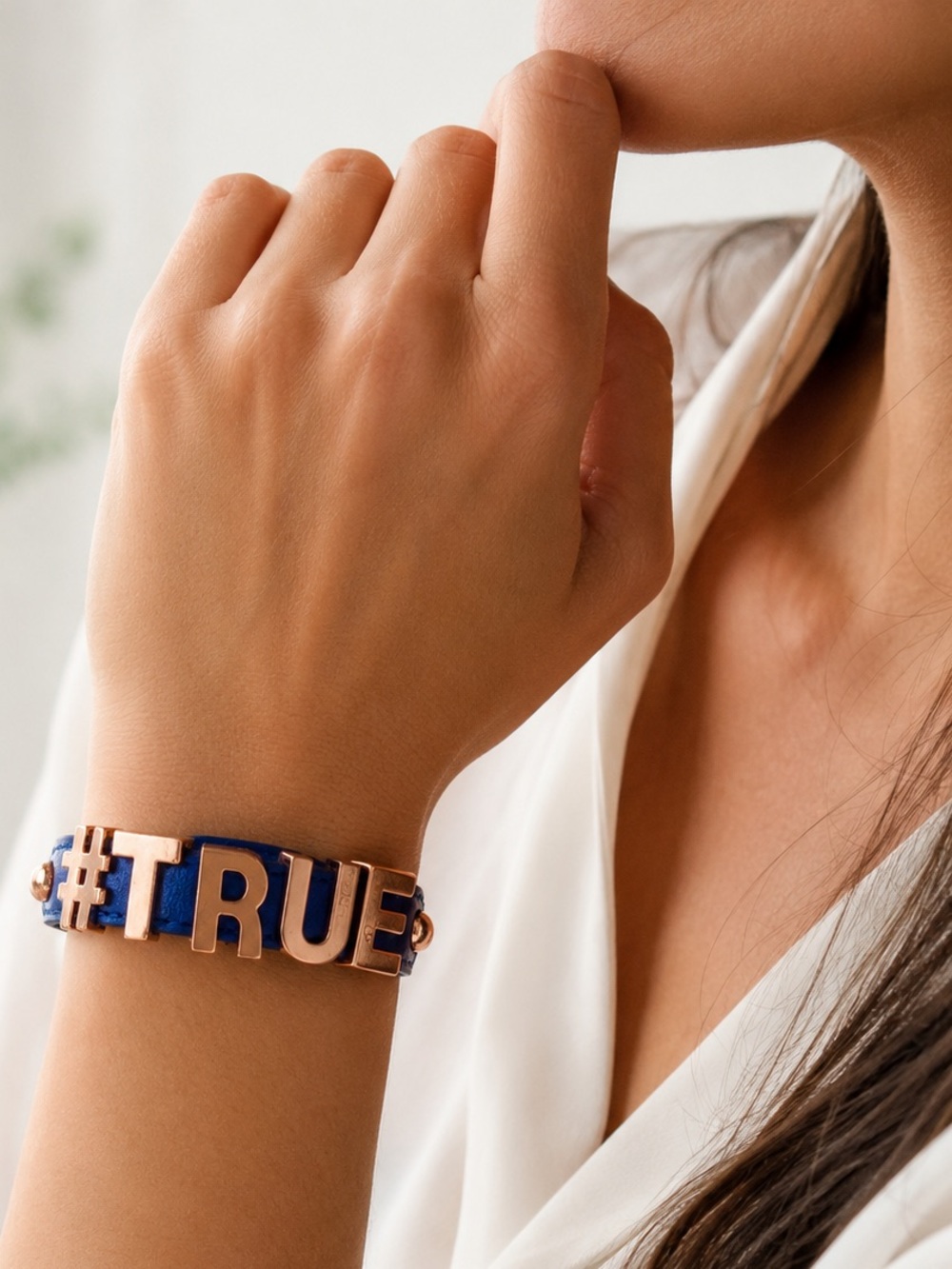 BCBGeneration #TRUE Navy Blue Rose Gold Statement Bracelet NWT